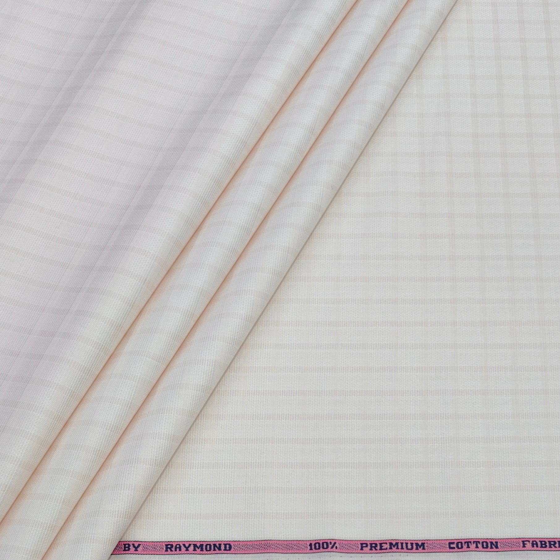 Shirt Fabric Raymond Premium Giza Cotton Check With Jacquard Colour Mystirose Peach